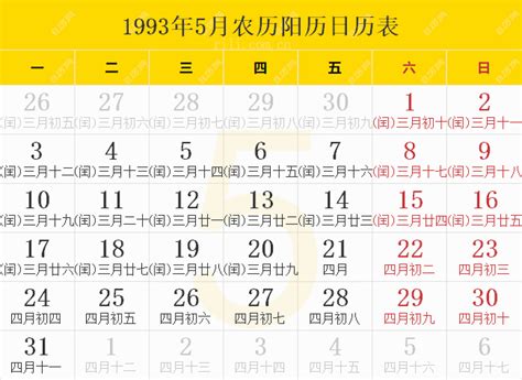 93年农历|1993年日历表,1993年农历表（阴历阳历节日对照表）